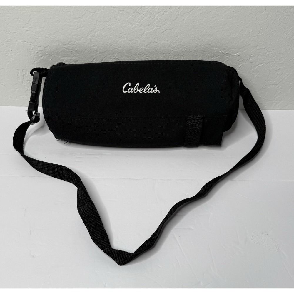 Cabelas Sports Bag Black Fishing Hunting Thick Sides One Pocket Pouch Zip Buckle